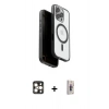 MARSİLYAN™- iPhone 16 Pro Max Kılıf Pusula Form Serisi - Siyah Bilvis 3D Cam Ekran Koruyucu + PVD Metal Kamera Lens - GD