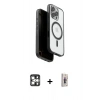 MARSİLYAN™- iPhone 16 Pro Max Kılıf Pusula Form Serisi - Siyah Bilvis 3D Cam Ekran Koruyucu + PVD Metal Kamera Lens - GS