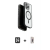 MARSİLYAN™- iPhone 16 Pro Max Kılıf Pusula Form Serisi - Siyah Bilvis 3D Cam Ekran Koruyucu + PVD Metal Kamera Lens - SH