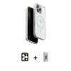 MARSİLYAN™- iPhone 16 Pro Max Kılıf Pusula Form Serisi - Siyah Bilvis 3D Cam Ekran Koruyucu + PVD Metal Kamera Lens - GD
