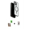 MARSİLYAN™- iPhone 16 Pro Max Kılıf Pusula Form Serisi - Siyah Bilvis 3D Cam Ekran Koruyucu + Raze Metal Kamera Lens - CLTM