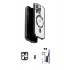 MARSİLYAN™- iPhone 16 Pro Max Kılıf Pusula Form Serisi - Siyah Bilvis 3X AR Hayalet Cam Ekran Koruyucu + PVD Metal Kamera Lens - GS