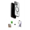 MARSİLYAN™- iPhone 16 Pro Max Kılıf Pusula Form Serisi - Siyah Bilvis 3X AR Hayalet Cam Ekran Koruyucu + Raze Metal Kamera Lens - CLTM