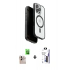 MARSİLYAN™- iPhone 16 Pro Max Kılıf Pusula Form Serisi - Siyah Bilvis 3X AR Hayalet Cam Ekran Koruyucu + Raze Metal Kamera Lens - NLGY