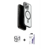 MARSİLYAN™- iPhone 16 Pro Max Kılıf Pusula Form Serisi - Siyah Bilvis 3X AR HD Cam Ekran Koruyucu + Pers Alüminyum Kamera Lens - GS