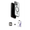 MARSİLYAN™- iPhone 16 Pro Max Kılıf Pusula Form Serisi - Siyah Bilvis 3X AR HD Cam Ekran Koruyucu + PVD Metal Kamera Lens - GD