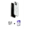 MARSİLYAN™- iPhone 16 Pro Max Kılıf Pusula Form Serisi - Siyah Bilvis 5in1 3D Magic Cam Ekran Koruyucu + Pers Alüminyum Kamera Lens - GS