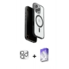 MARSİLYAN™- iPhone 16 Pro Max Kılıf Pusula Form Serisi - Siyah Bilvis 5in1 3D Magic Cam Ekran Koruyucu + Pers Alüminyum Kamera Lens - GS