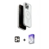 MARSİLYAN™- iPhone 16 Pro Max Kılıf Pusula Form Serisi - Siyah Bilvis 5in1 3D Magic Cam Ekran Koruyucu + PVD Metal Kamera Lens - GD