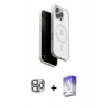 MARSİLYAN™- iPhone 16 Pro Max Kılıf Pusula Form Serisi - Siyah Bilvis 5in1 3D Magic Cam Ekran Koruyucu + Pers Alüminyum Kamera Lens - GI