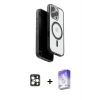 MARSİLYAN™- iPhone 16 Pro Max Kılıf Pusula Form Serisi - Siyah Bilvis 5in1 3D Magic Cam Ekran Koruyucu + PVD Metal Kamera Lens - GD