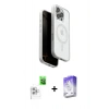 MARSİLYAN™- iPhone 16 Pro Max Kılıf Pusula Form Serisi - Siyah Bilvis 5in1 3D Magic Cam Ekran Koruyucu + Raze Metal Kamera Lens - BZ