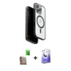 MARSİLYAN™- iPhone 16 Pro Max Kılıf Pusula Form Serisi - Siyah Bilvis 5in1 5D Magic Hayalet Cam Ekran Koruyucu + Raze Metal Kamera Lens - CLTM