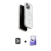 MARSİLYAN™- iPhone 16 Pro Max Kılıf Pusula Form Serisi - Siyah Bilvis 5in1 5D Magic Hayalet Cam Ekran Koruyucu + PVD Metal Kamera Lens - SH