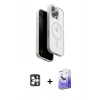 MARSİLYAN™- iPhone 16 Pro Max Kılıf Pusula Form Serisi - Siyah Bilvis 5in1 5D Magic Hayalet Cam Ekran Koruyucu + PVD Metal Kamera Lens - GS