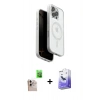 MARSİLYAN™- iPhone 16 Pro Max Kılıf Pusula Form Serisi - Siyah Bilvis 5in1 5D Magic Hayalet Cam Ekran Koruyucu + Raze Metal Kamera Lens - NLGY