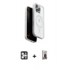 MARSİLYAN™- iPhone 16 Pro Max Kılıf Pusula Form Serisi - Siyah Bilvis Hayalet Cam Ekran Koruyucu + Gümüş PVD Metal Kamera Lens