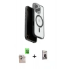 MARSİLYAN™- iPhone 16 Pro Max Kılıf Pusula Form Serisi - Siyah Bilvis Hayalet Cam Ekran Koruyucu + Natural Grey Raze Metal Kamera Lens