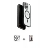 MARSİLYAN™- iPhone 16 Pro Max Kılıf Pusula Form Serisi - Siyah Bilvis Hayalet Cam Ekran Koruyucu + Pers Alüminyum Kamera Lens - GS