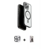 MARSİLYAN™- iPhone 16 Pro Max Kılıf Pusula Form Serisi - Siyah Bilvis Hayalet Cam Ekran Koruyucu + Pers Alüminyum Kamera Lens - GI