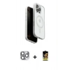 MARSİLYAN™- iPhone 16 Pro Max Kılıf Pusula Form Serisi - Siyah Buffer Cam Ekran Koruyucu + Gri Pers Alüminyum Kamera Lens