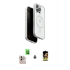 MARSİLYAN™- iPhone 16 Pro Max Kılıf Pusula Form Serisi - Siyah Buffer Cam Ekran Koruyucu + Natural Grey Raze Metal Kamera Lens