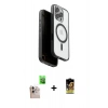 MARSİLYAN™- iPhone 16 Pro Max Kılıf Pusula Form Serisi - Siyah Buffer Cam Ekran Koruyucu + Natural Grey Raze Metal Kamera Lens