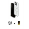 MARSİLYAN™- iPhone 16 Pro Max Kılıf Pusula Form Serisi - Siyah Buffer Cam Ekran Koruyucu + Pers Alüminyum Kamera Lens - GS