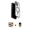 MARSİLYAN™- iPhone 16 Pro Max Kılıf Pusula Form Serisi - Siyah Buffer Cam Ekran Koruyucu + Pers Alüminyum Kamera Lens - CLTM