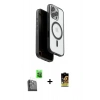 MARSİLYAN™- iPhone 16 Pro Max Kılıf Pusula Form Serisi - Siyah Buffer Cam Ekran Koruyucu + Siyah Raze Metal Kamera Lens