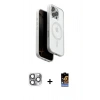 MARSİLYAN™- iPhone 16 Pro Max Kılıf Pusula Form Serisi - Siyah Buffer Hayalet Cam Ekran Koruyucu + Pers Alüminyum Kamera Lens - GI