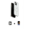 MARSİLYAN™- iPhone 16 Pro Max Kılıf Pusula Form Serisi - Siyah Buffer Hayalet Cam Ekran Koruyucu + PVD Metal Kamera Lens - GS