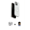 MARSİLYAN™- iPhone 16 Pro Max Kılıf Pusula Form Serisi - Siyah Buffer Hayalet Cam Ekran Koruyucu + Pers Alüminyum Kamera Lens - GS