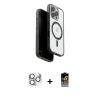 MARSİLYAN™- iPhone 16 Pro Max Kılıf Pusula Form Serisi - Siyah Buffer Hayalet Cam Ekran Koruyucu + Pers Alüminyum Kamera Lens - GS