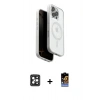 MARSİLYAN™- iPhone 16 Pro Max Kılıf Pusula Form Serisi - Siyah Buffer Hayalet Cam Ekran Koruyucu + Siyah PVD Metal Kamera Lens