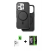 MARSİLYAN™- iPhone 16 Pro Max Kılıf Pusula Işık Koleksiyonu - Şeffaf 360 Full Body Arka Koruyucu + Beyaz Raze Metal Kamera Lens