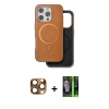 MARSİLYAN™- iPhone 16 Pro Max Kılıf Pusula Işık Koleksiyonu - Şeffaf 360 Full Body Arka Koruyucu + Çöl Titanyum Pers Alüminyum Kamera Lens