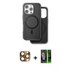 MARSİLYAN™- iPhone 16 Pro Max Kılıf Pusula Işık Koleksiyonu - Şeffaf 360 Full Body Arka Koruyucu + Çöl Titanyum Pers Alüminyum Kamera Lens