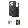 MARSİLYAN™- iPhone 16 Pro Max Kılıf Pusula Işık Koleksiyonu - Şeffaf 360 Full Body Arka Koruyucu + Pers Alüminyum Kamera Lens - GS