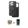 MARSİLYAN™- iPhone 16 Pro Max Kılıf Pusula Işık Koleksiyonu - Siyah 360 Mat Full Body Arka Koruyucu + Çöl Titanyum Pers Alüminyum Kamera Lens