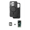 MARSİLYAN™- iPhone 16 Pro Max Kılıf Pusula Işık Koleksiyonu - Siyah 360 Mat Full Body Arka Koruyucu + PVD Metal Kamera Lens - GS