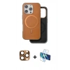 MARSİLYAN™- iPhone 16 Pro Max Kılıf Pusula Işık Koleksiyonu - Siyah 3D Antistatik Cam Ekran Koruyucu + Pers Alüminyum Kamera Lens - CLTM