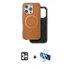 MARSİLYAN™- iPhone 16 Pro Max Kılıf Pusula Işık Koleksiyonu - Siyah 3D Antistatik Cam Ekran Koruyucu + PVD Metal Kamera Lens - GD
