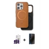 MARSİLYAN™- iPhone 16 Pro Max Kılıf Pusula Işık Koleksiyonu - Siyah 3D Antistatik Hayalet Cam Ekran Koruyucu + Bilvis Titan Kamera Lens - SH