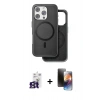 MARSİLYAN™- iPhone 16 Pro Max Kılıf Pusula Işık Koleksiyonu - Siyah 3D Antistatik Mat Seramik Nano Ekran Koruyucu + Bilvis Titan Kamera Lens - TMGI