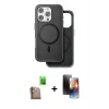 MARSİLYAN™- iPhone 16 Pro Max Kılıf Pusula Işık Koleksiyonu - Siyah 3D Antistatik Mat Seramik Nano Ekran Koruyucu + Çöl Titanyum Raze Metal Kamera Lens
