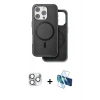 MARSİLYAN™- iPhone 16 Pro Max Kılıf Pusula Işık Koleksiyonu - Siyah 3D Antistatik Seramik Nano Ekran Koruyucu + Gümüş Pers Alüminyum Kamera Lens