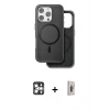 MARSİLYAN™- iPhone 16 Pro Max Kılıf Pusula Işık Koleksiyonu - Siyah Bilvis 3D Cam Ekran Koruyucu + Gümüş PVD Metal Kamera Lens