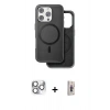 MARSİLYAN™- iPhone 16 Pro Max Kılıf Pusula Işık Koleksiyonu - Siyah Bilvis 3D Cam Ekran Koruyucu + Pers Alüminyum Kamera Lens - GS