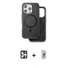 MARSİLYAN™- iPhone 16 Pro Max Kılıf Pusula Işık Koleksiyonu - Siyah Bilvis 3D Cam Ekran Koruyucu + PVD Metal Kamera Lens - GD